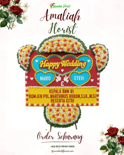 Karangan Papan Bunga Pernikahan di Toyomarto